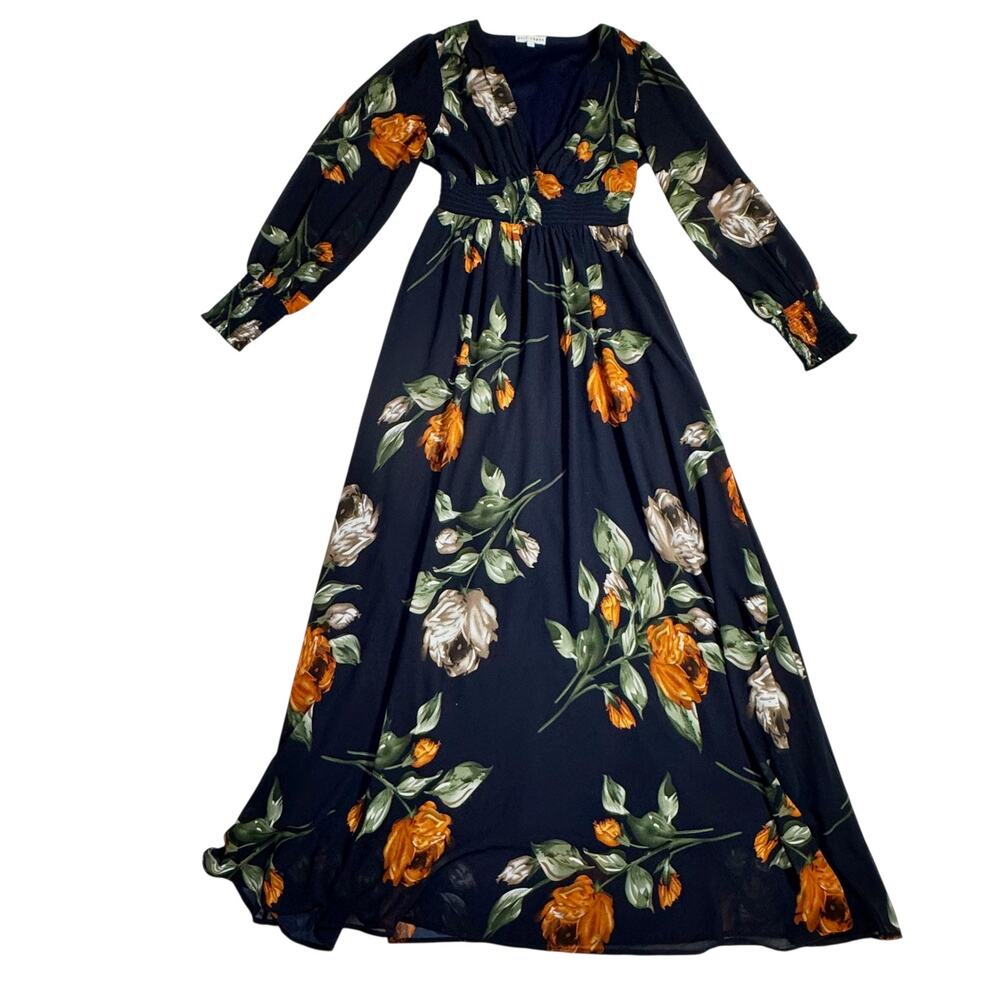 Baltic Born Olivia Midnight Navy Floral Maxi Dress Women's Medium Boho Cottage - Picture 12 of 16
